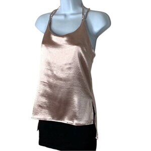 Go Girl Go y2k Cowl Neck Tank Top Satin Pink 2000s